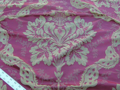 By Yard Claudina Cherry Deep Red Gold Scalamandre Renaissance Silk Damask Reversible Italy MSRP USD 320/Y