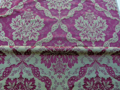 By Yard Claudina Cherry Deep Red Gold Scalamandre Renaissance Silk Damask Reversible Italy MSRP USD 320/Y