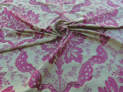 By Yard Claudina Cherry Deep Red Gold Scalamandre Renaissance Silk Damask Reversible Italy MSRP USD 320/Y