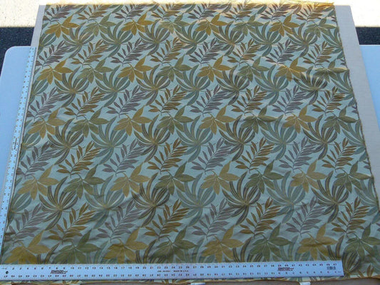 By Yard Scalamandre Sylvain Chamois  Silk Damask Tropical Foliage Monstera MSRP USD300+/Y