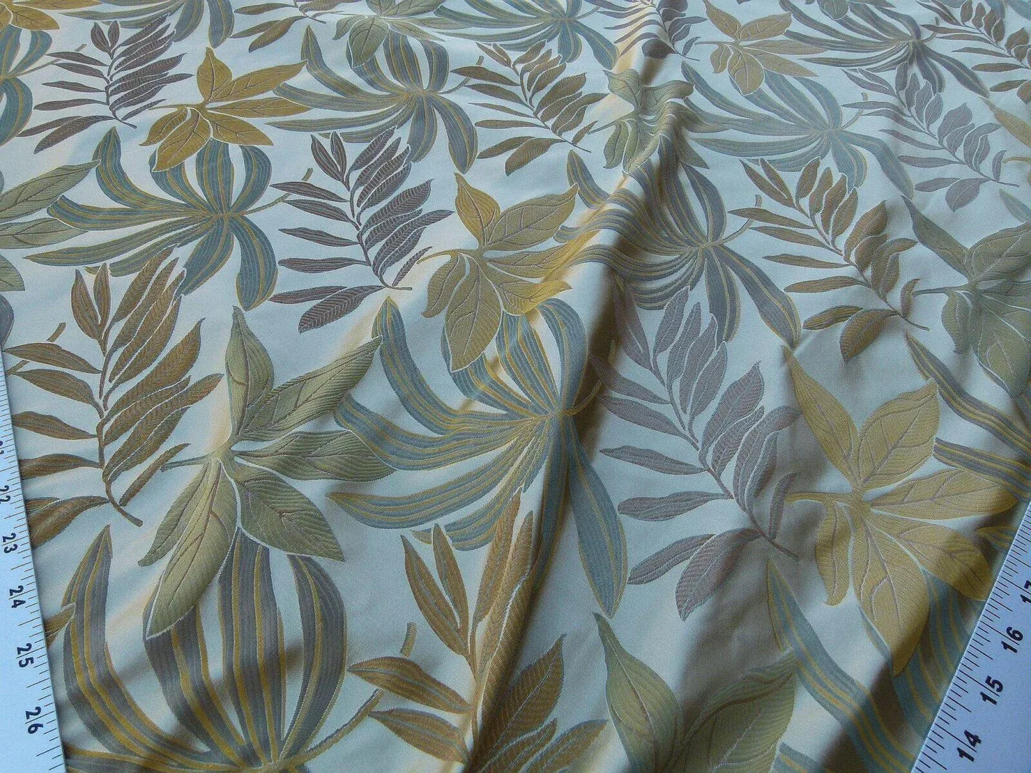 By Yard Scalamandre Sylvain Chamois  Silk Damask Tropical Foliage Monstera MSRP USD300+/Y