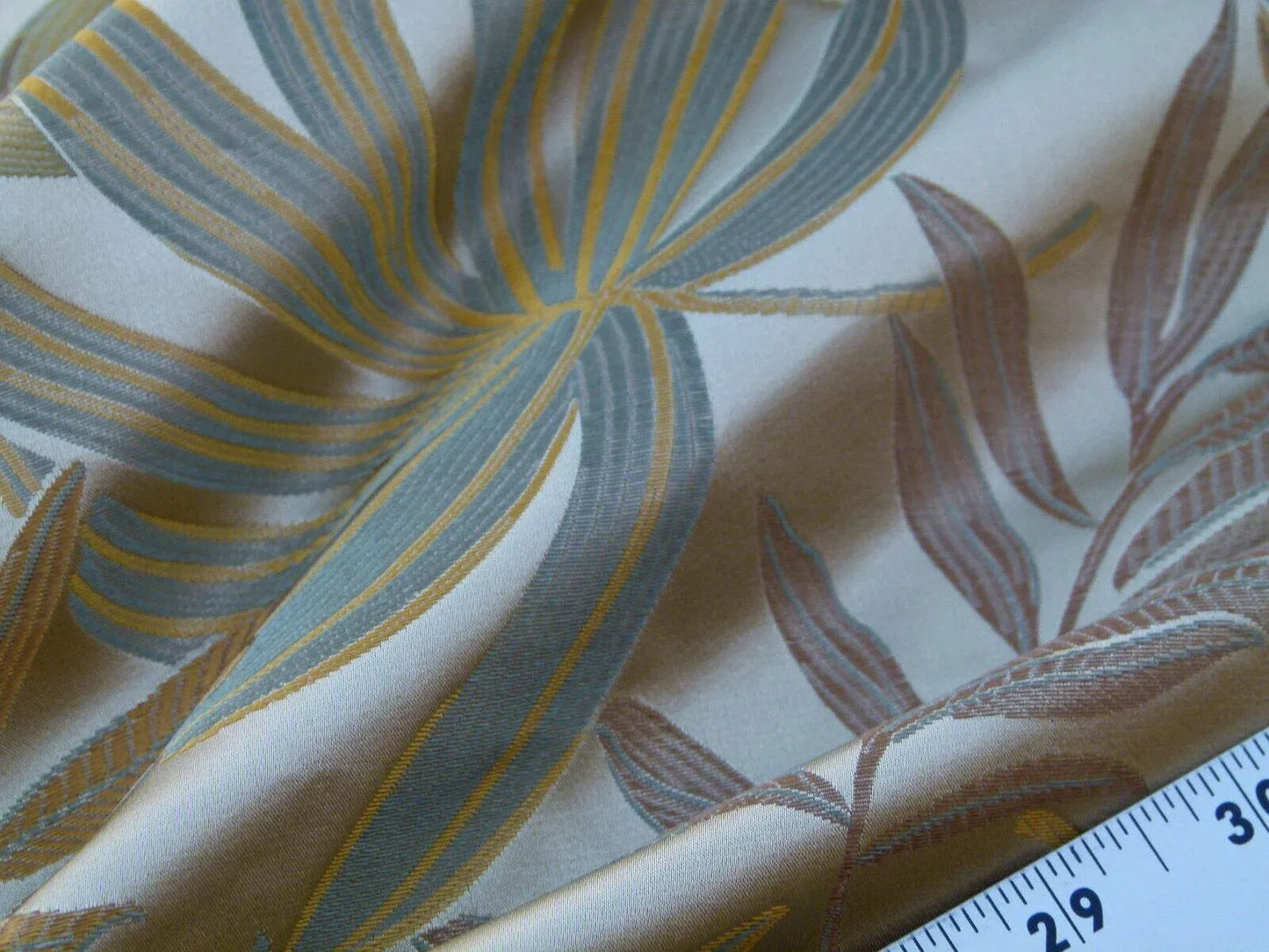 By Yard Scalamandre Sylvain Chamois  Silk Damask Tropical Foliage Monstera MSRP USD300+/Y