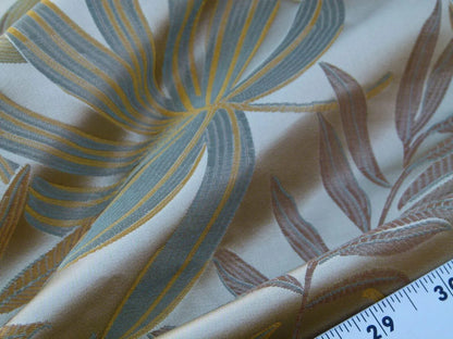 By Yard Scalamandre Sylvain Chamois  Silk Damask Tropical Foliage Monstera MSRP USD300+/Y