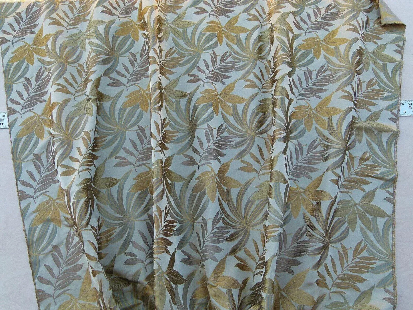 By Yard Scalamandre Sylvain Chamois  Silk Damask Tropical Foliage Monstera MSRP USD300+/Y