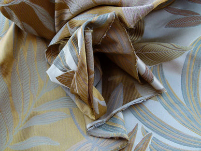 By Yard Scalamandre Sylvain Chamois  Silk Damask Tropical Foliage Monstera MSRP USD300+/Y