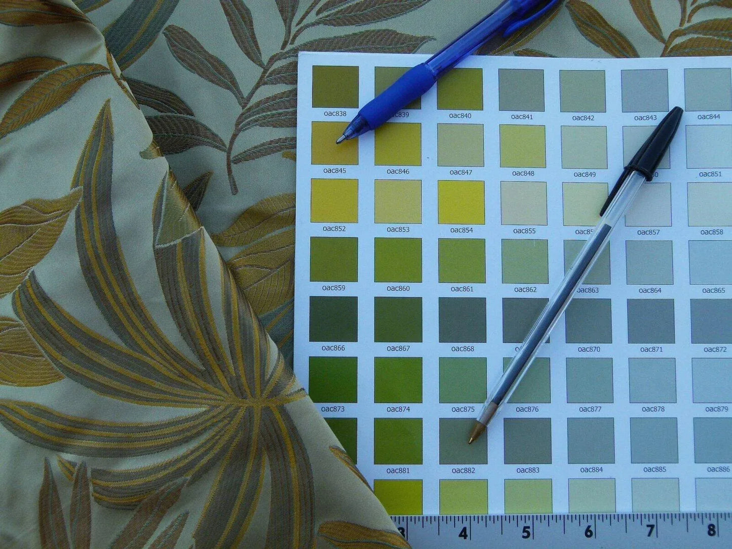 By Yard Scalamandre Sylvain Chamois  Silk Damask Tropical Foliage Monstera MSRP USD300+/Y