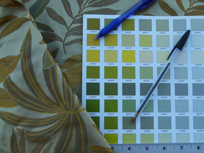 By Yard Scalamandre Sylvain Chamois  Silk Damask Tropical Foliage Monstera MSRP USD300+/Y