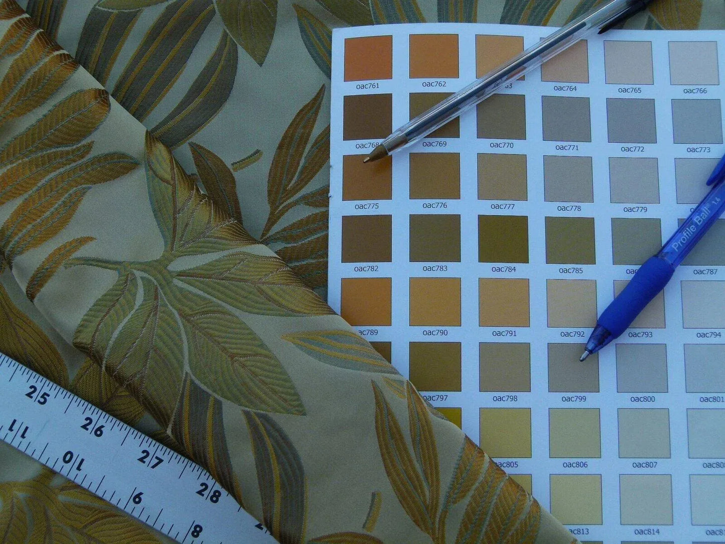 By Yard Scalamandre Sylvain Chamois  Silk Damask Tropical Foliage Monstera MSRP USD300+/Y