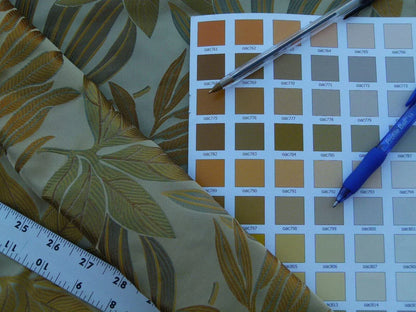 By Yard Scalamandre Sylvain Chamois  Silk Damask Tropical Foliage Monstera MSRP USD300+/Y