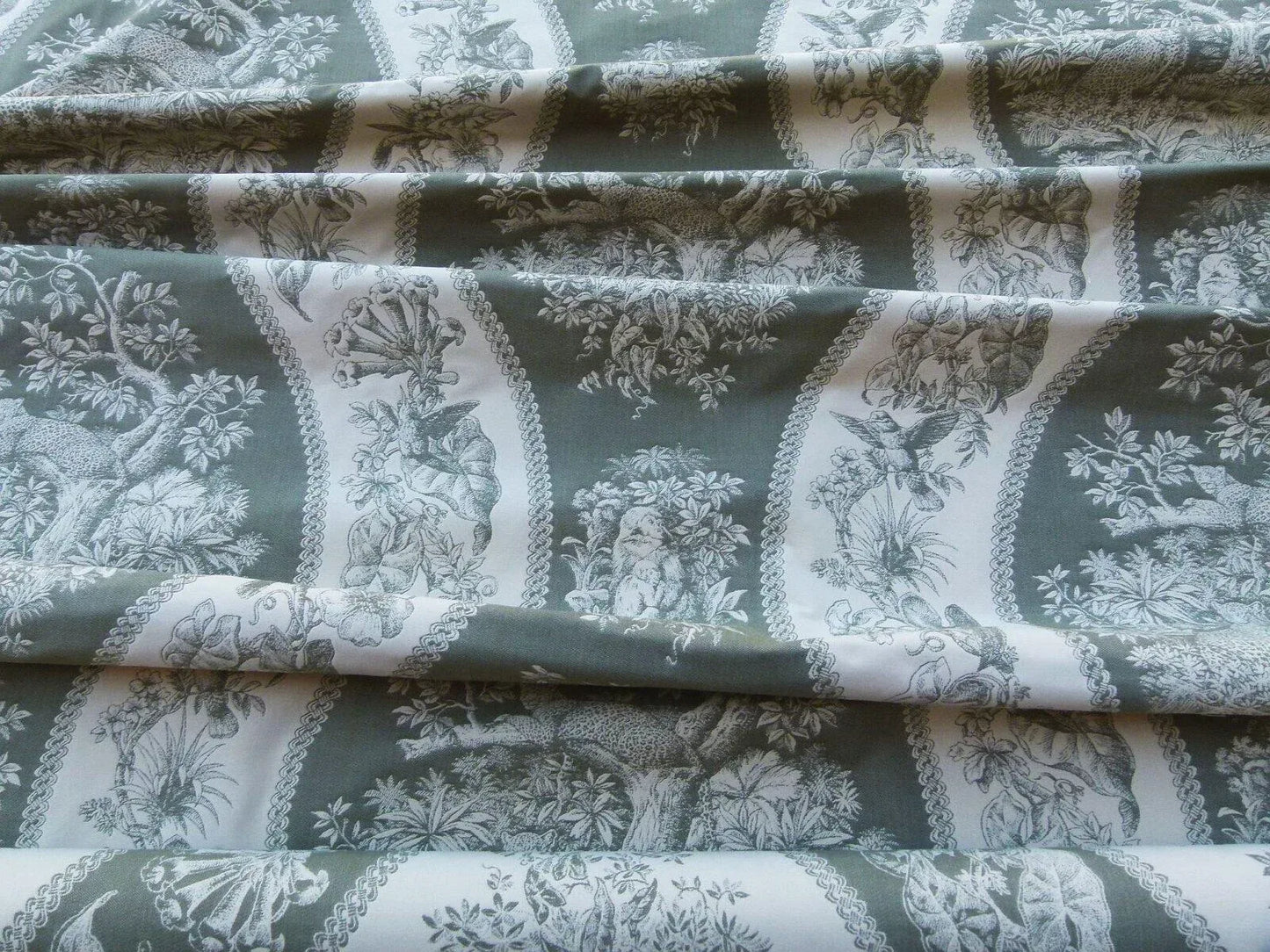 By Yard Scalamandre Jangala Jungle Green Safari Animal Leopard Monkey Hummingbird MSRP USD 320/Y