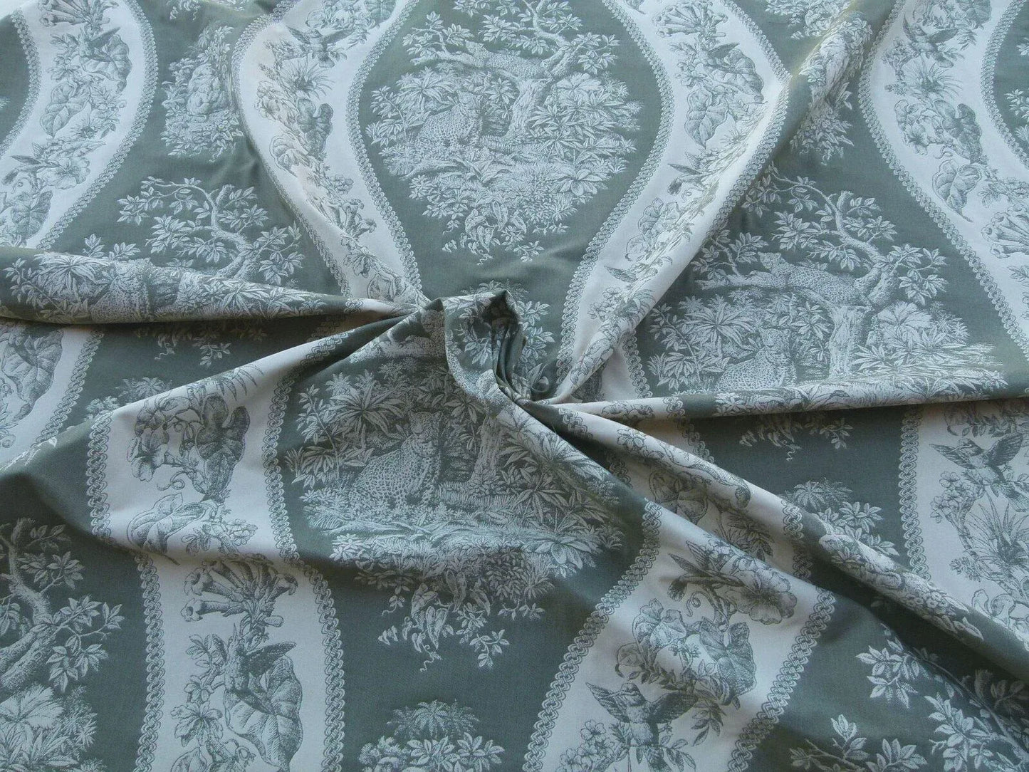 By Yard Scalamandre Jangala Jungle Green Safari Animal Leopard Monkey Hummingbird MSRP USD 320/Y