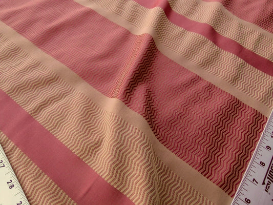Scalamandre Grey Watkins Montes Stripe Rust Red Brown Reversible Cotton Silk - By The Yard -  MSRP USD 228/Y