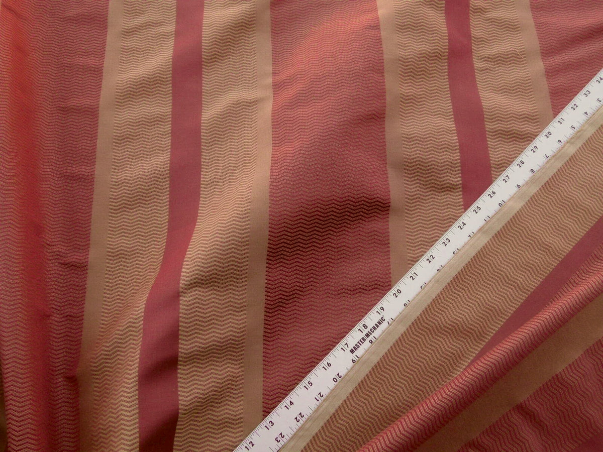 Scalamandre Grey Watkins Montes Stripe Rust Red Brown Reversible Cotton Silk - By The Yard -  MSRP USD 228/Y