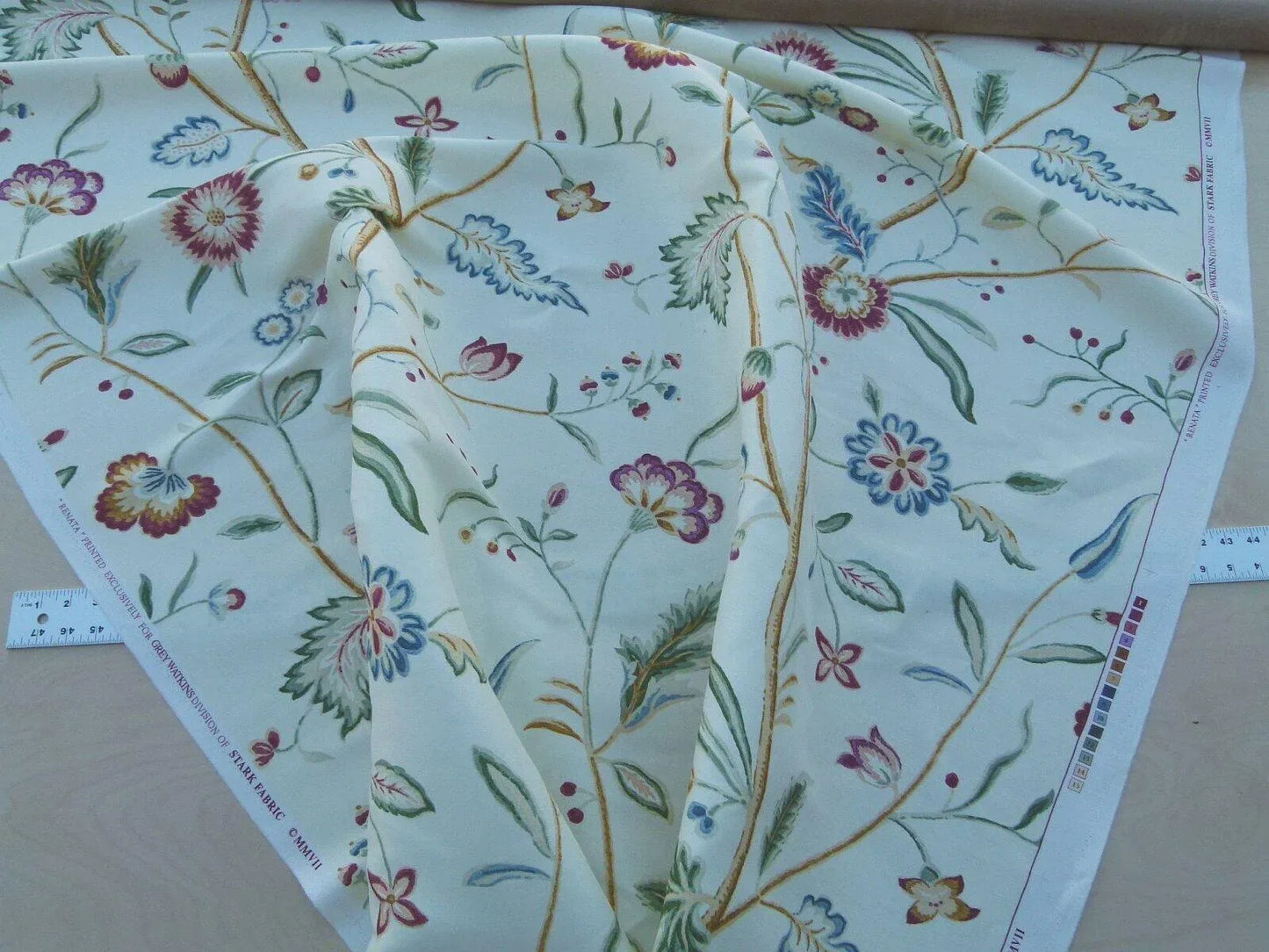 By Yard Renata Pale Yellow Grey Watkins Scalamandre Floral Toile MSRP USD 368/Y