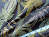 By Yard Scalamandre Sylvain Espresso Dark Brown Silk Damask Tropical Foliage Monstera MSRP USD 300+/Y
