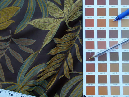 By Yard Scalamandre Sylvain Espresso Dark Brown Silk Damask Tropical Foliage Monstera MSRP USD 300+/Y