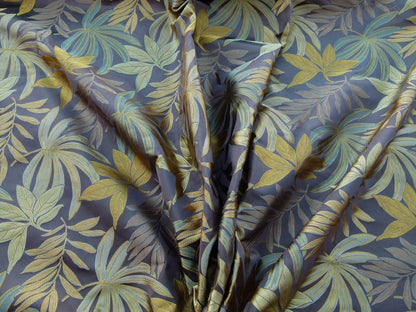 By Yard Scalamandre Sylvain Espresso Dark Brown Silk Damask Tropical Foliage Monstera MSRP USD 300+/Y