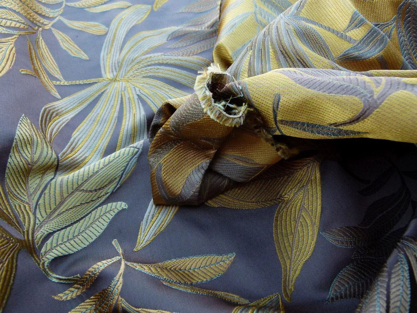 By Yard Scalamandre Sylvain Espresso Dark Brown Silk Damask Tropical Foliage Monstera MSRP USD 300+/Y