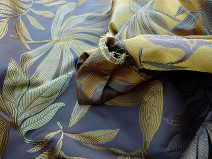 By Yard Scalamandre Sylvain Espresso Dark Brown Silk Damask Tropical Foliage Monstera MSRP USD 300+/Y