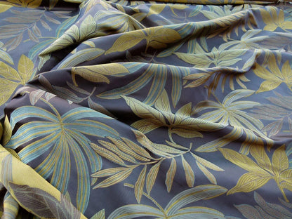 By Yard Scalamandre Sylvain Espresso Dark Brown Silk Damask Tropical Foliage Monstera MSRP USD 300+/Y