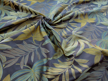 By Yard Scalamandre Sylvain Espresso Dark Brown Silk Damask Tropical Foliage Monstera MSRP USD 300+/Y