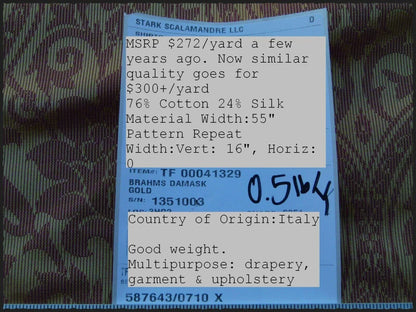 By Yard Brahms Damask Gold Red Scalamandre Silk Rhythmic Medallion MSRP USD 272Usd/Y