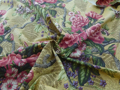 By Yard Scalamandre Old World Weavers Romsey Multi/moutarde Mustard Yellow Flower Tree Of Life English Garden MSRP USD 508/y