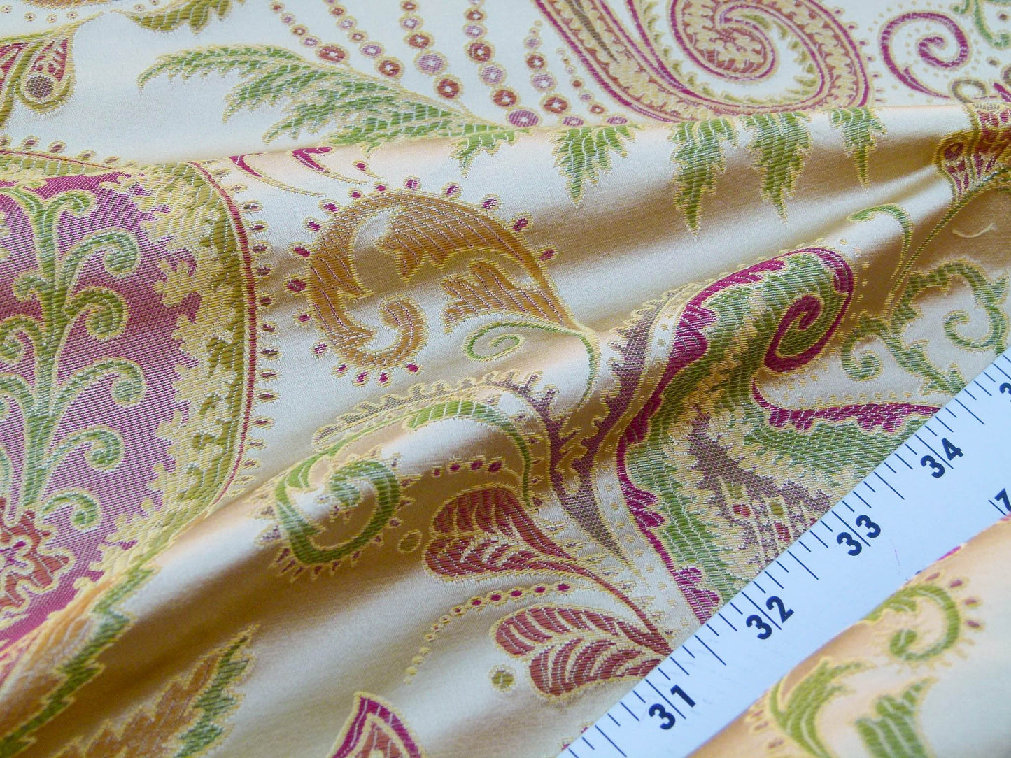 Scalamandre Fonthill Douglas Parprika Silk Paisley Fabric - Red Gold - 1.25 yards