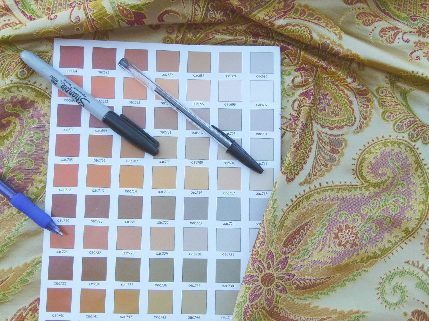 Scalamandre Fonthill Douglas Parprika Silk Paisley Fabric - Red Gold - 1.25 yards