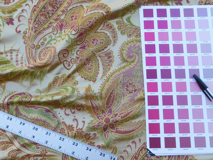 Scalamandre Fonthill Douglas Parprika Silk Paisley Fabric - Red Gold - 1.25 yards
