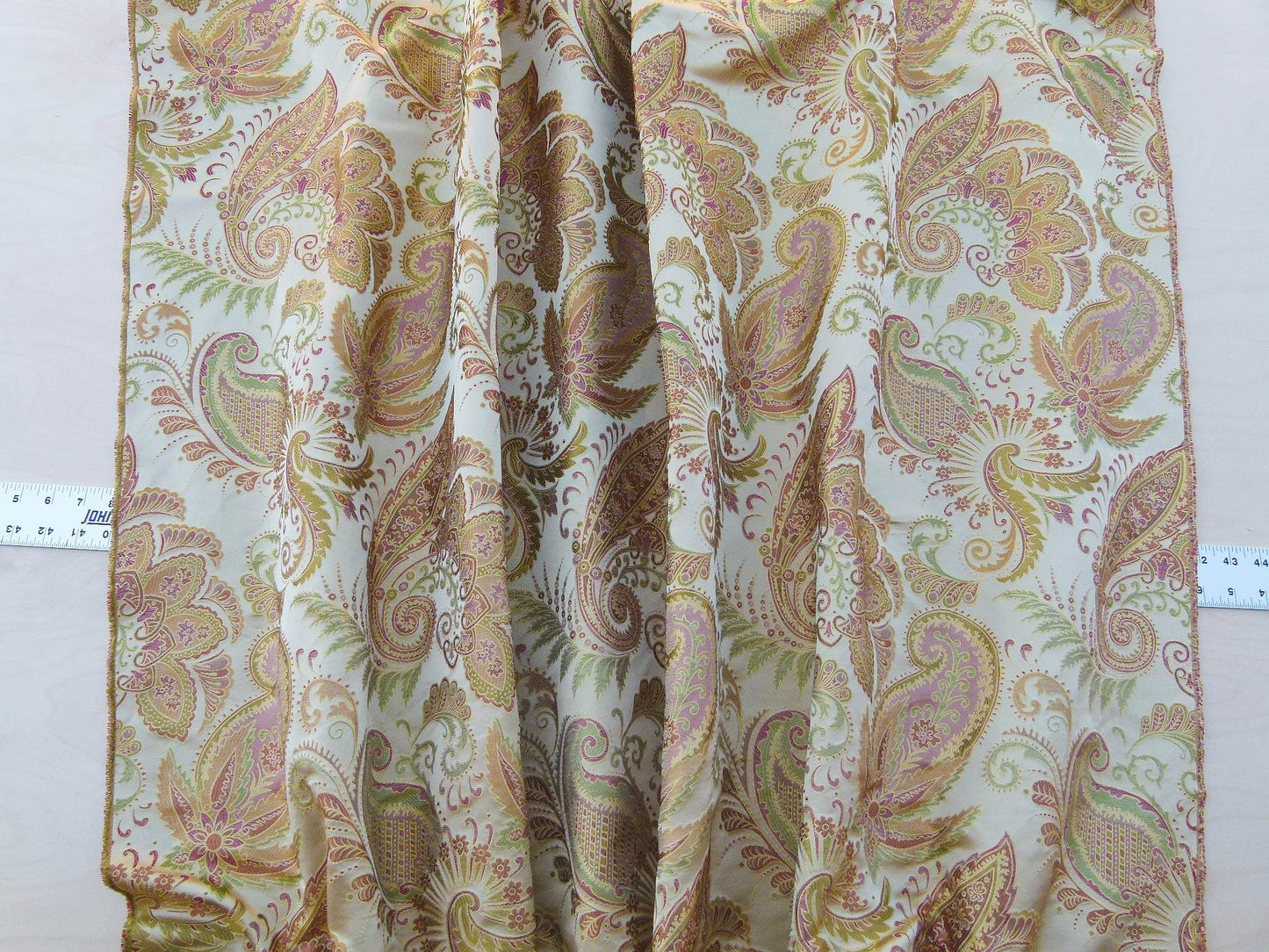 Scalamandre Fonthill Douglas Parprika Silk Paisley Fabric - Red Gold - 1.25 yards