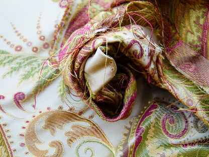 Scalamandre Fonthill Douglas Parprika Silk Paisley Fabric - Red Gold - 1.25 yards