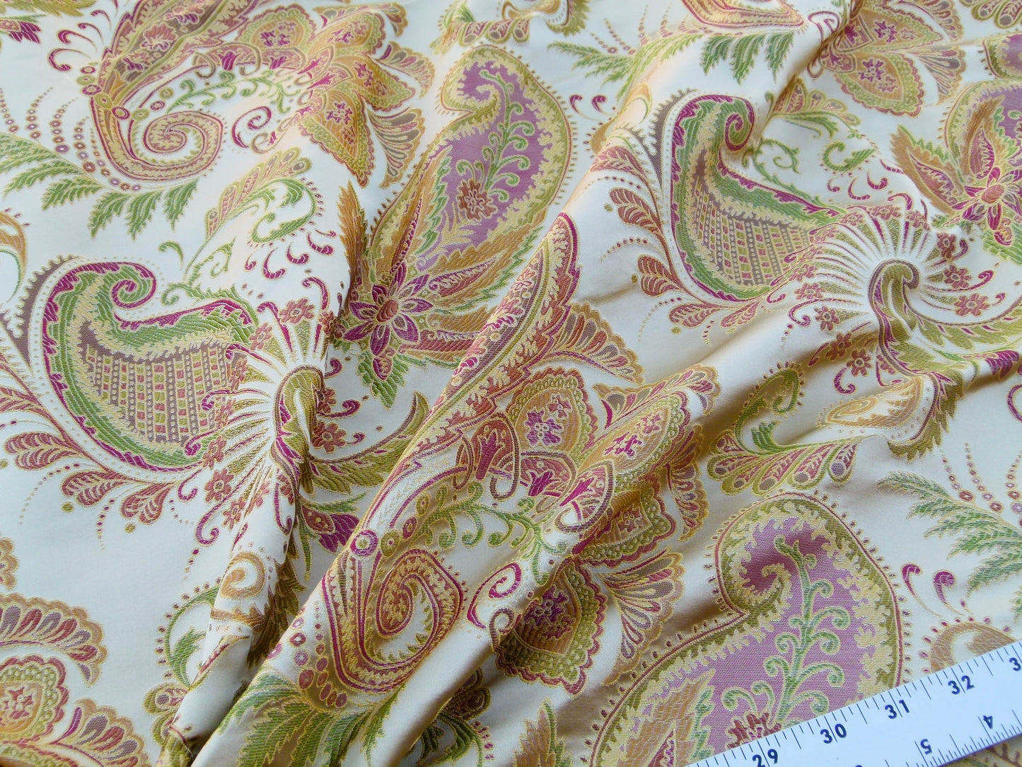 Scalamandre Fonthill Douglas Parprika Silk Paisley Fabric - Red Gold - 1.25 yards