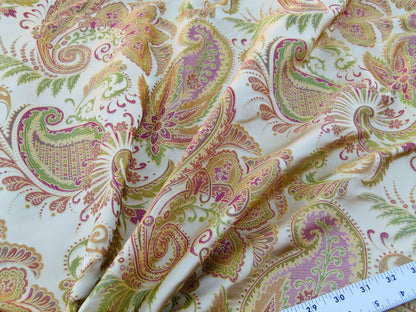 Scalamandre Fonthill Douglas Parprika Silk Paisley Fabric - Red Gold - 1.25 yards