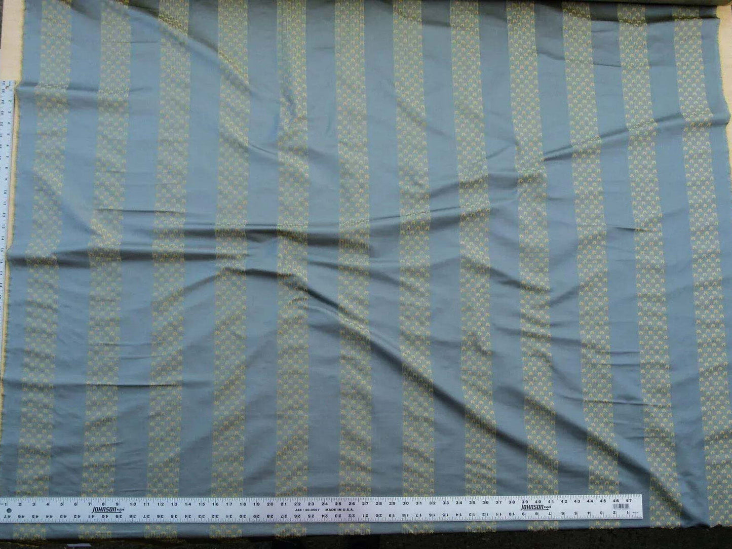 By Yard Scalamandre Caridessa Blue And Gold Yellow Stripe Melodic Silk Jacquard MSRP USD 236/Y