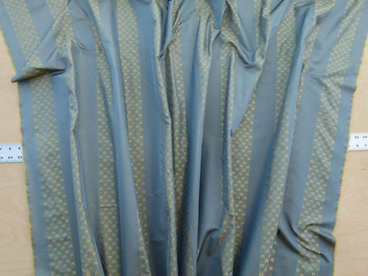By Yard Scalamandre Caridessa Blue And Gold Yellow Stripe Melodic Silk Jacquard MSRP USD 236/Y