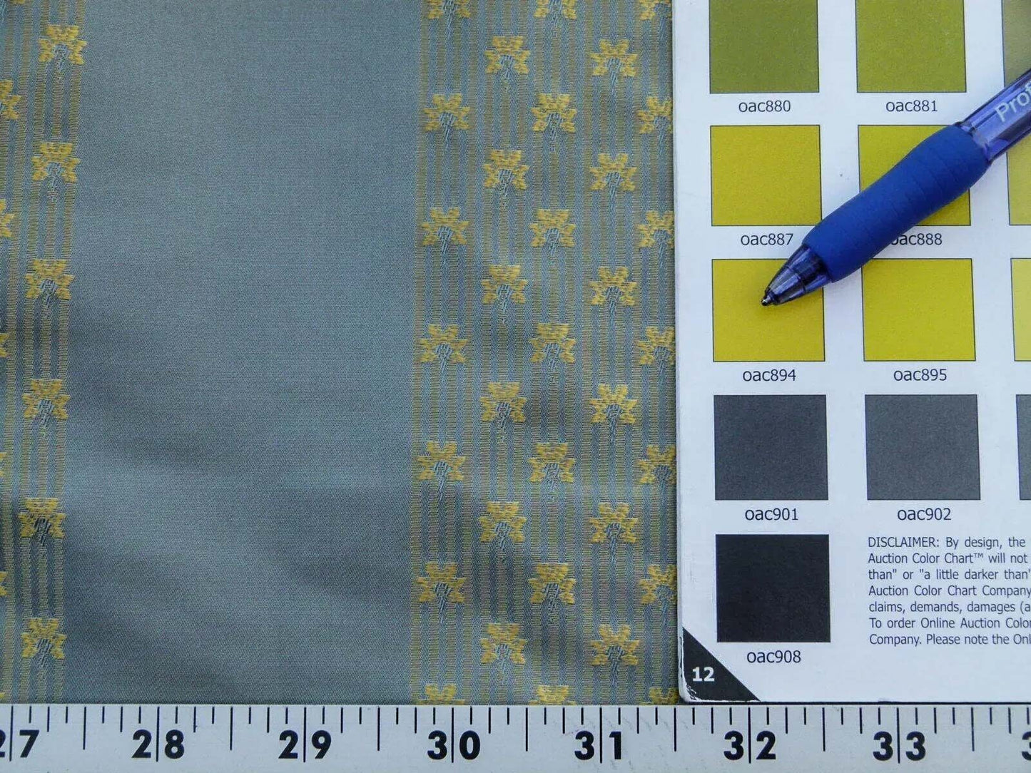 By Yard Scalamandre Caridessa Blue And Gold Yellow Stripe Melodic Silk Jacquard MSRP USD 236/Y