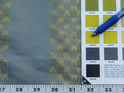 By Yard Scalamandre Caridessa Blue And Gold Yellow Stripe Melodic Silk Jacquard MSRP USD 236/Y