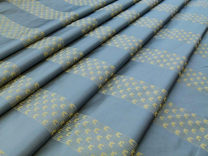 By Yard Scalamandre Caridessa Blue And Gold Yellow Stripe Melodic Silk Jacquard MSRP USD 236/Y