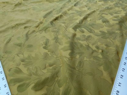 Scalamandre Acorn Damask Moss Gold Green 100% Silk Fr Italy Oak Tree MSRP USD 252 Iridescent Magic ! Old World Weavers
