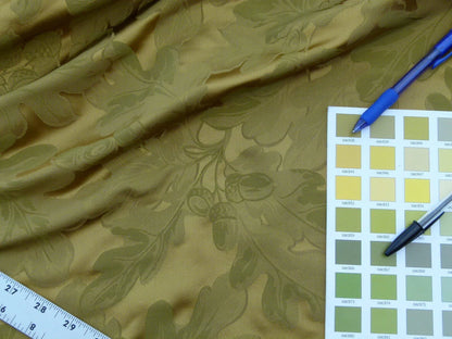 Scalamandre Acorn Damask Moss Gold Green 100% Silk Fr Italy Oak Tree MSRP USD 252 Iridescent Magic ! Old World Weavers