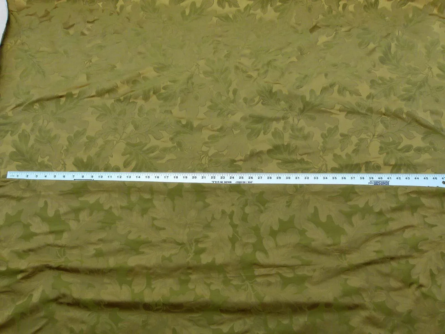 Scalamandre Acorn Damask Moss Gold Green 100% Silk Fr Italy Oak Tree MSRP USD 252 Iridescent Magic ! Old World Weavers