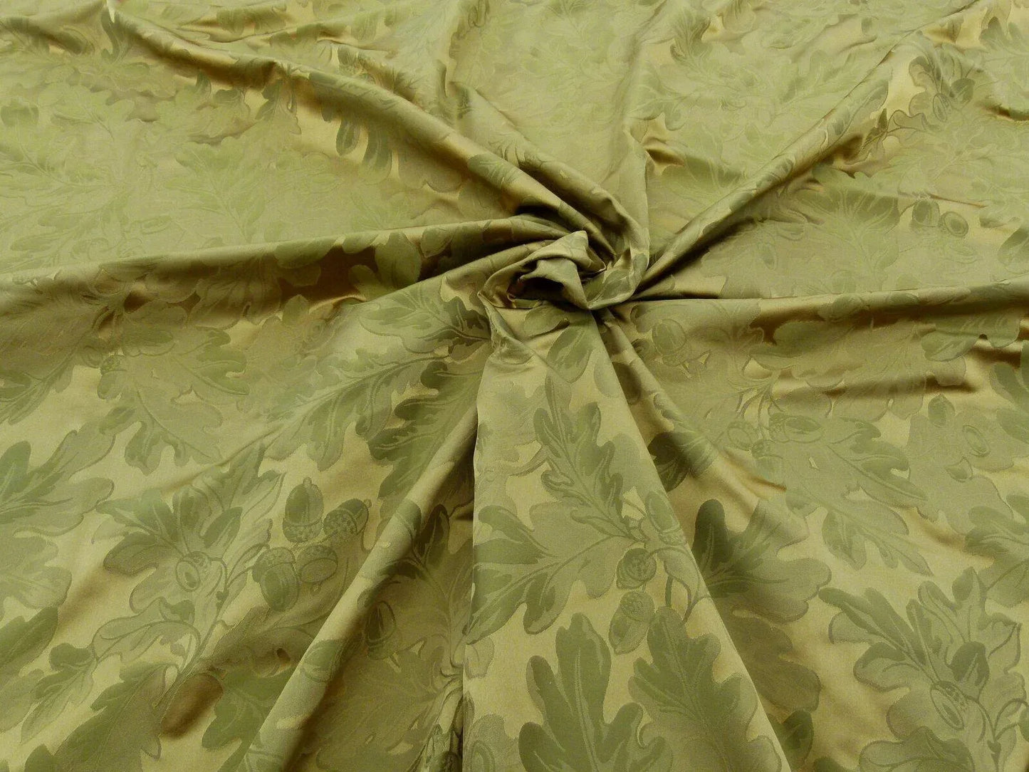 Scalamandre Acorn Damask Moss Gold Green 100% Silk Fr Italy Oak Tree MSRP USD 252 Iridescent Magic ! Old World Weavers
