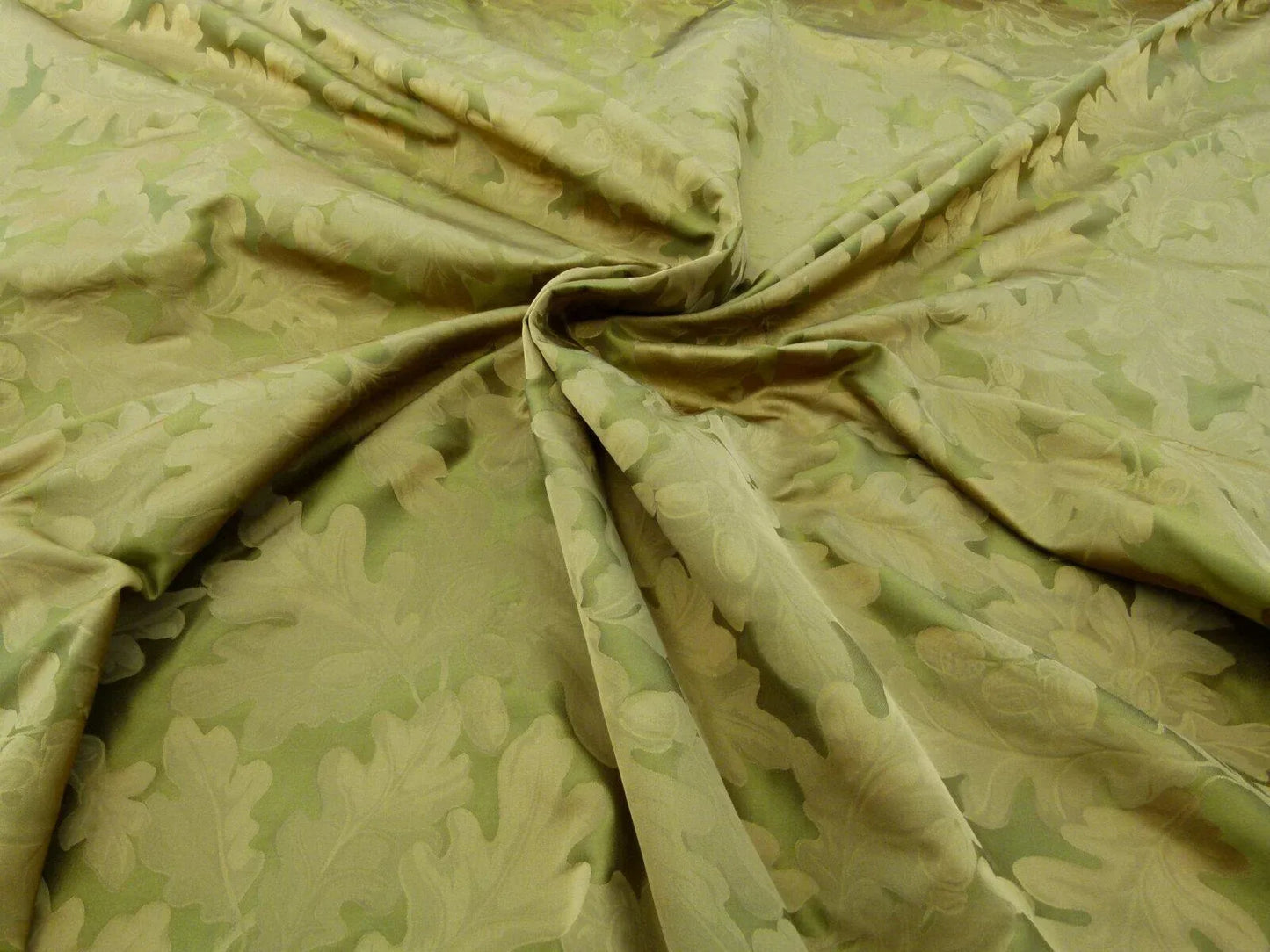 Scalamandre Acorn Damask Moss Gold Green 100% Silk Fr Italy Oak Tree MSRP USD 252 Iridescent Magic ! Old World Weavers