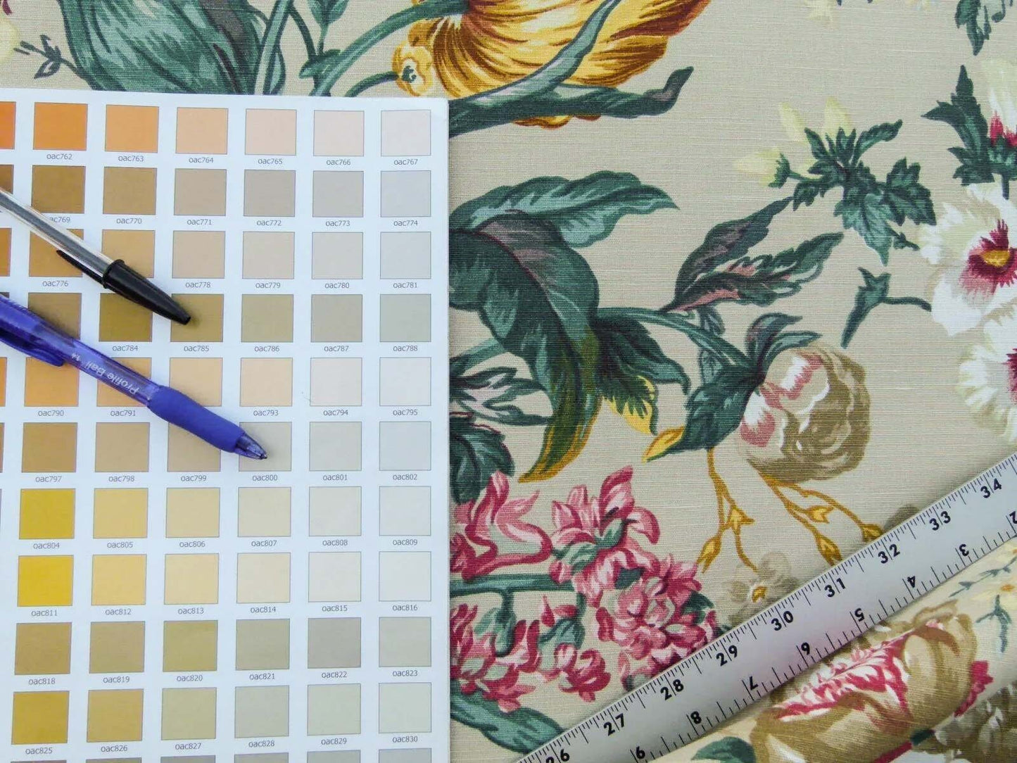 Scalamandre Shelton Garden In Oyster Spring Tulip Peony Hyacinths Lilac Flowers Linen Print Grey Watkins MSRP USD 440/yard Old World Weavers