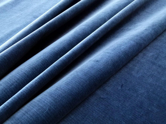 Scalamandre Strie Amboise Midnight Blue Thick Lush Cotton Velvet MSRP USD 196/Yd