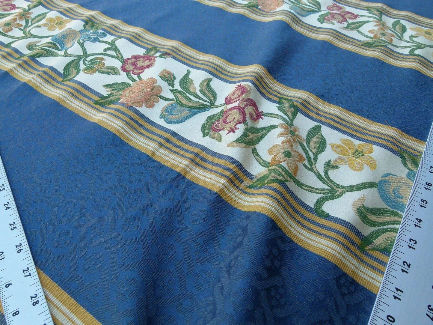 Scalamandre Salerno Grey Watkins Blue Floral Pomegranate Pear Rose Stripe MSRP USD 152/Y