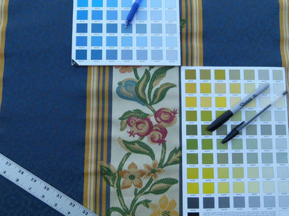 Scalamandre Salerno Grey Watkins Blue Floral Pomegranate Pear Rose Stripe MSRP USD 152/Y