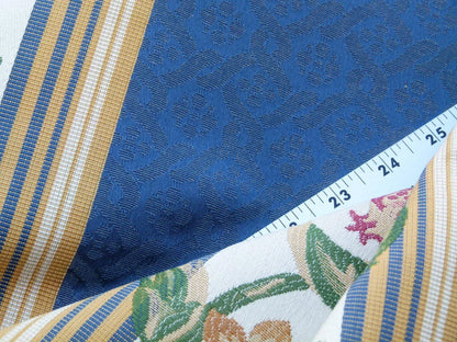 Scalamandre Salerno Grey Watkins Blue Floral Pomegranate Pear Rose Stripe MSRP USD 152/Y