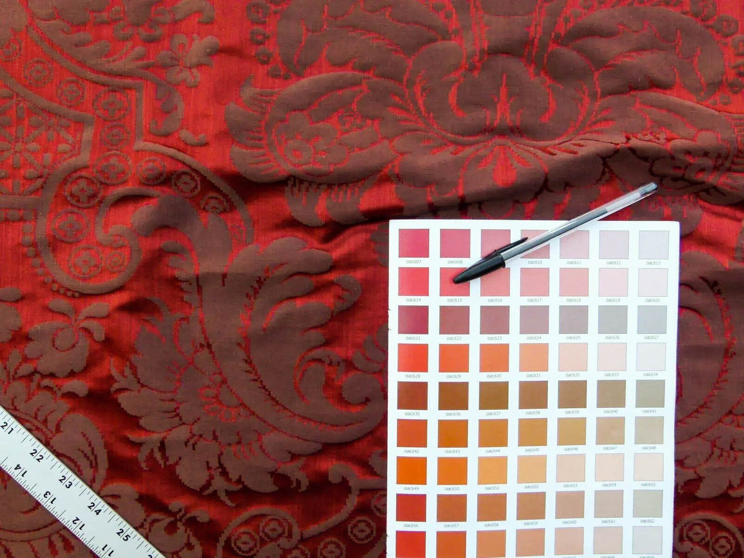 Scalamandre Murat Red Gold Orange Renaissance Old World Weavers Traditional Damask MSRP USD 310/y